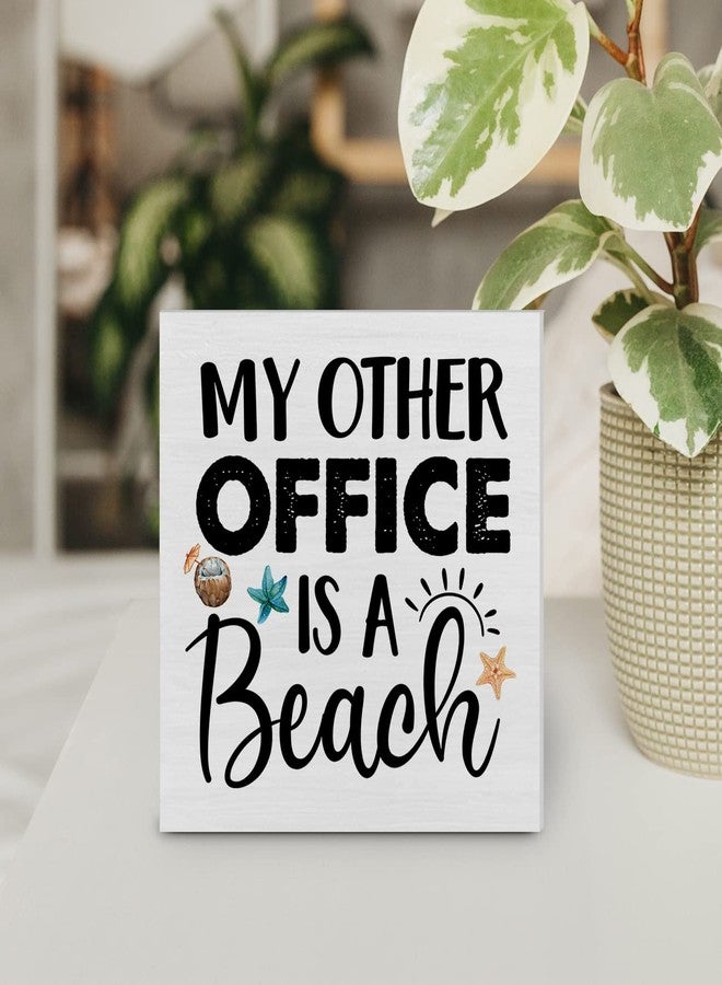 YIDOU My Other Office is a Beach Wood Box Sign Decor Desk Sign Beach Wooden Box Block Sign Summer Signs Farmhouse Home Shelf Wall Decoration - Image 5
